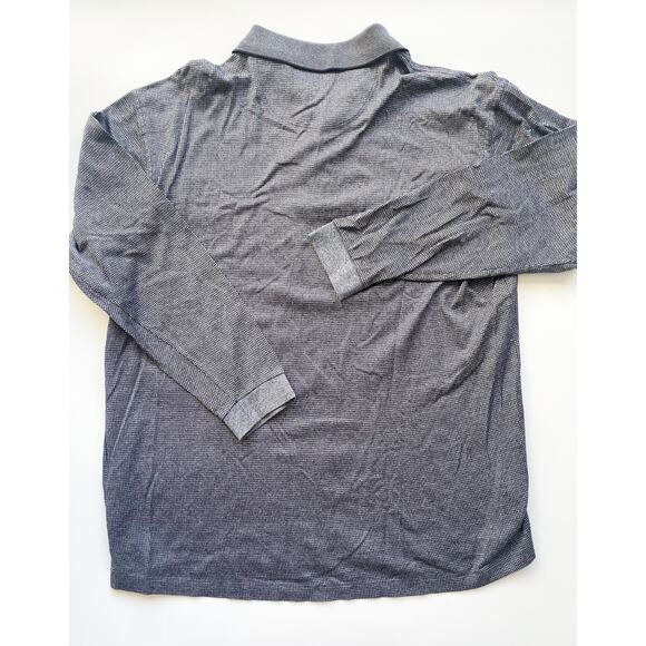 Axis Gray and Black Patterned Long Sleeve Mercerized Cotton Polo Shirt Size XL - Picture 4 of 6
